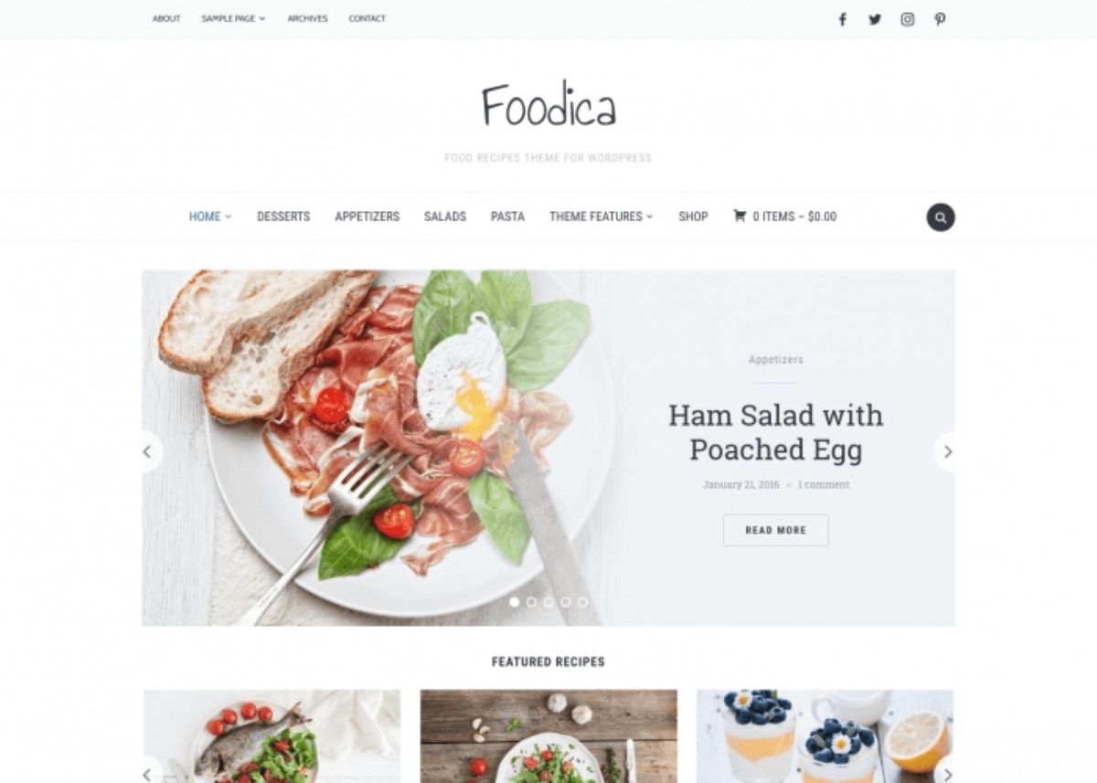 Foodica paid WordPress theme