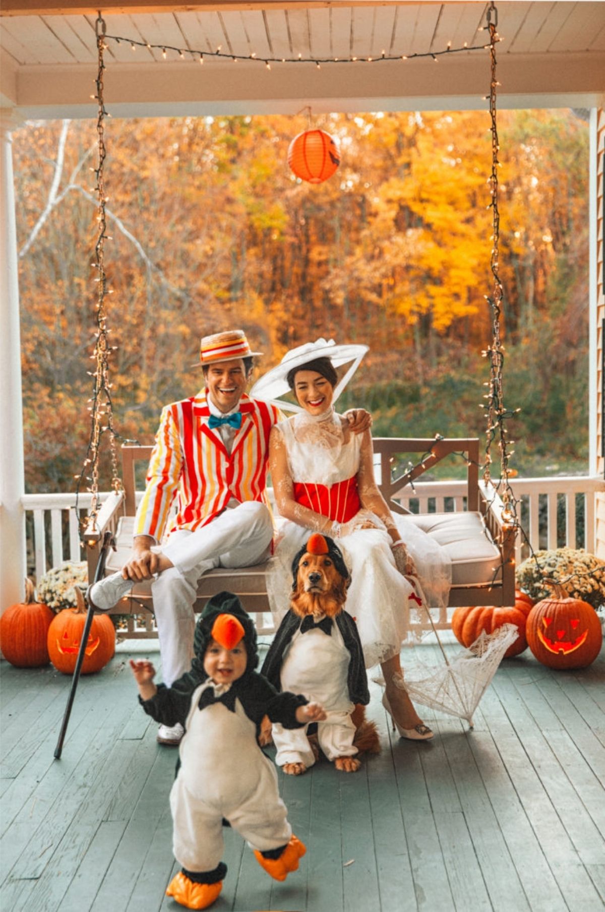 Mary Poppins, Bert, and penguin costumes