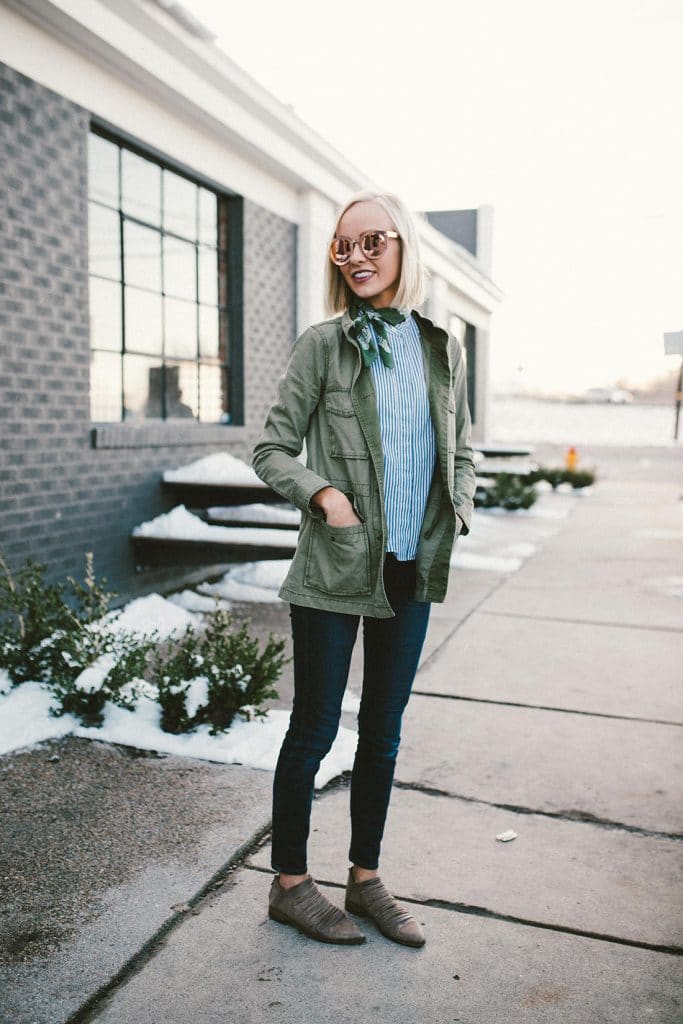 Hailey Devine's fall outfit with booties