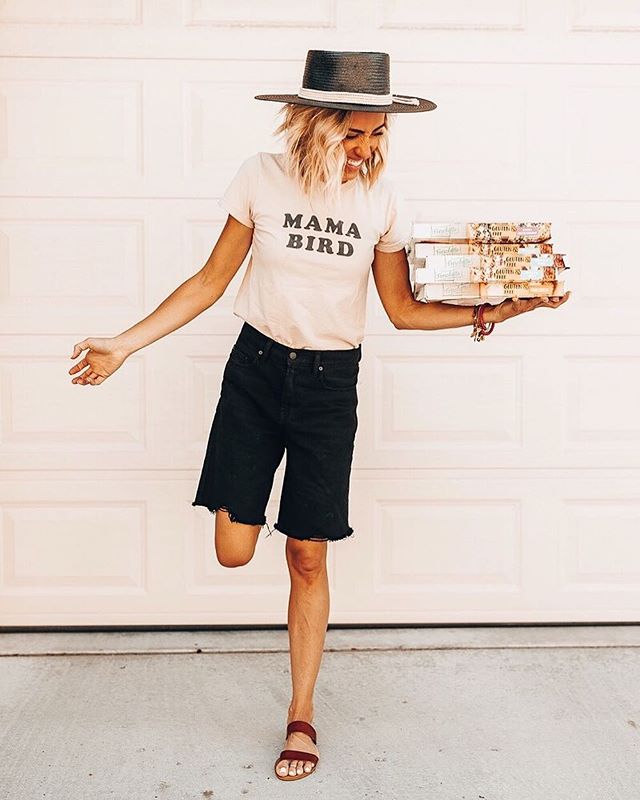 See how Ginger Parrish wears black bermuda shorts