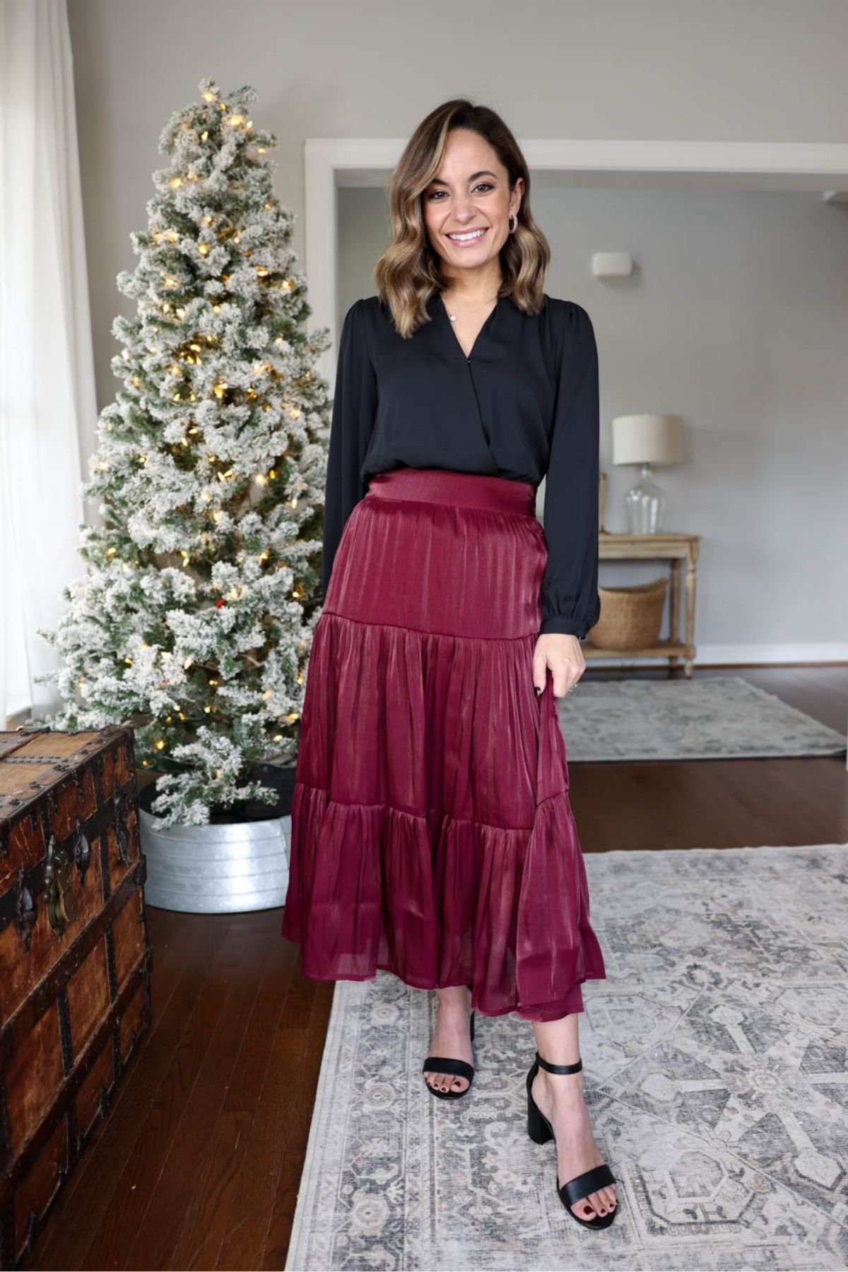 Red Skirt Holiday Outfit 
