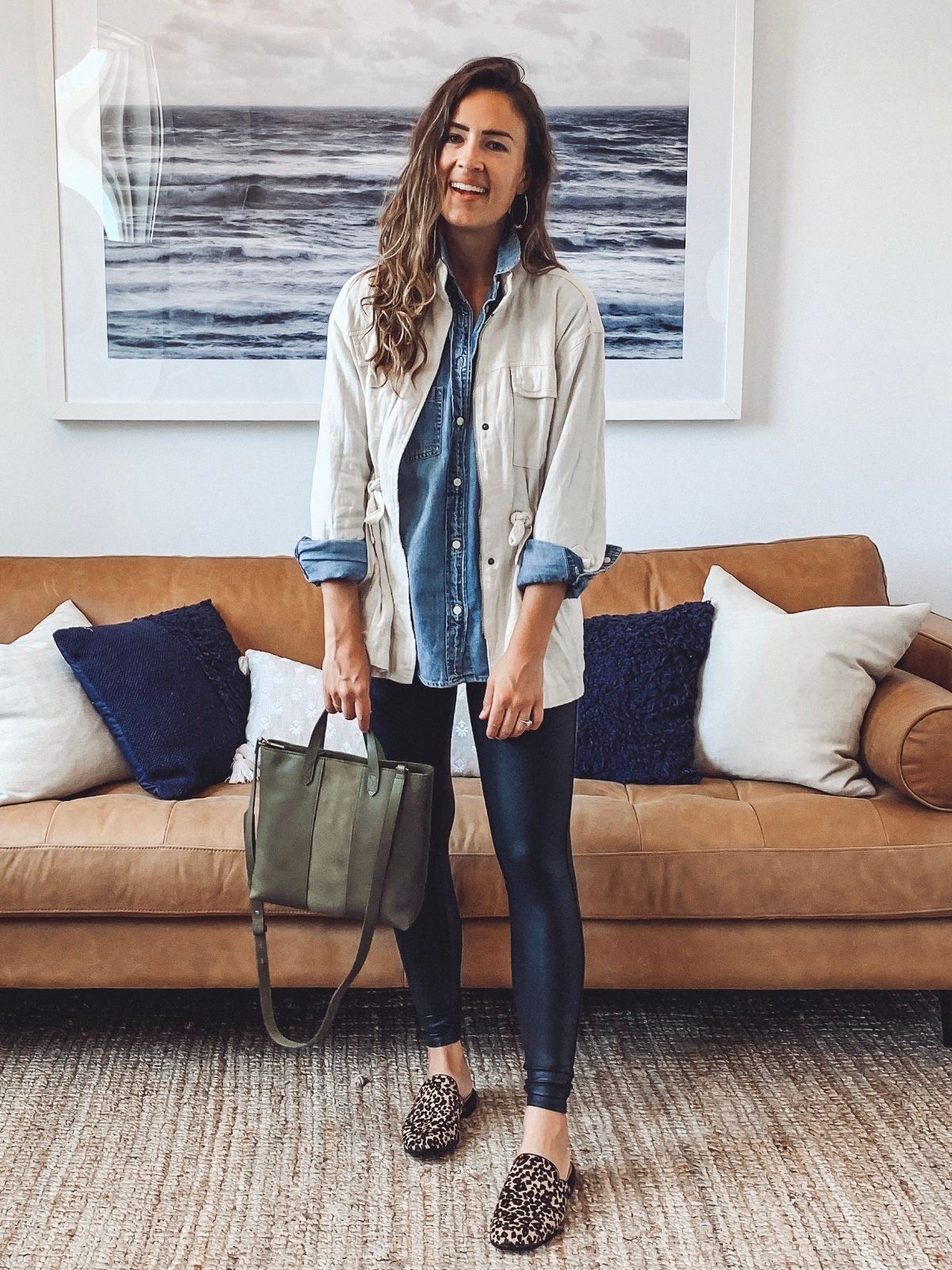 With Faux Leather Leggings
