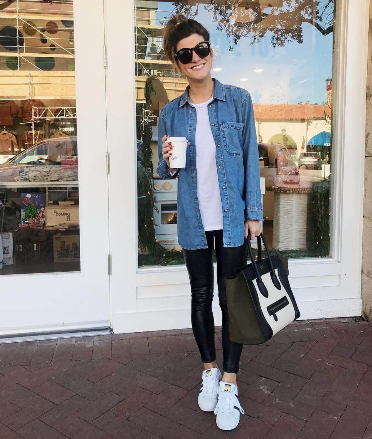 With Faux Leather Leggings