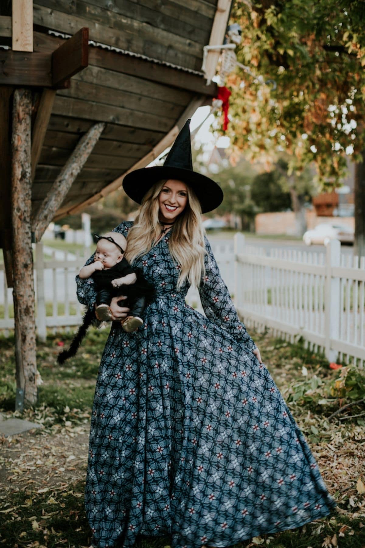 witch and black cat costumes