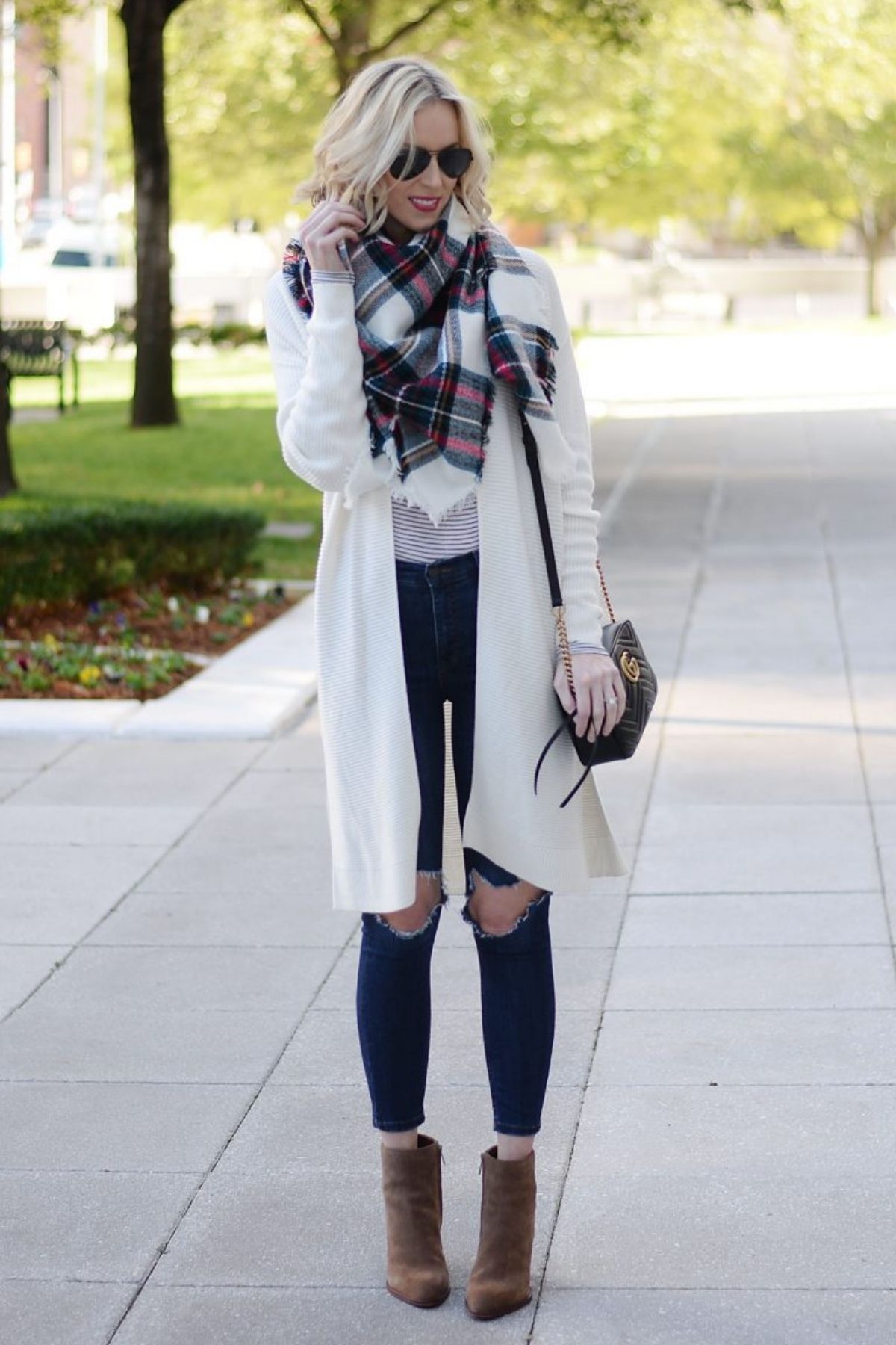 cardigan and scarf outfit