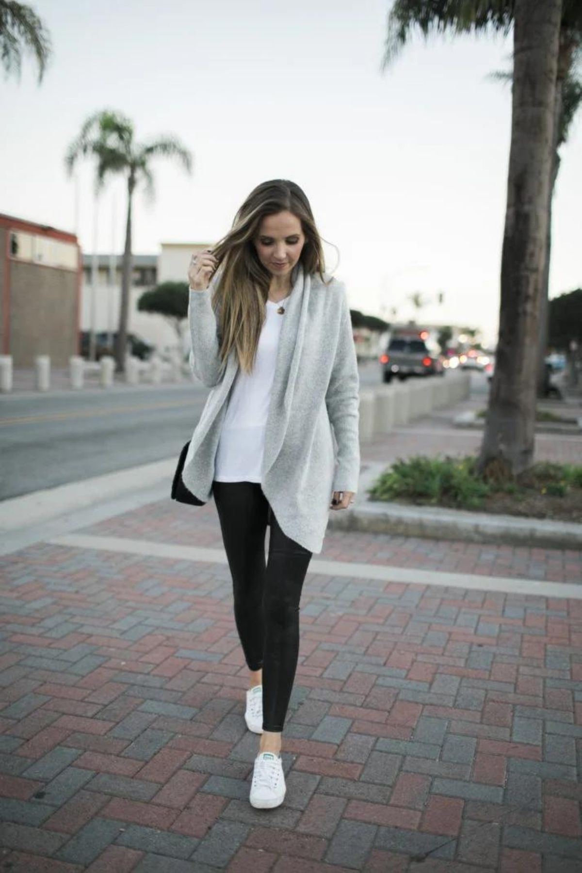 Beige Cardigan with Leggings Warm Weather Outfits In Their 20s (2 ideas &  outfits) | Lookastic