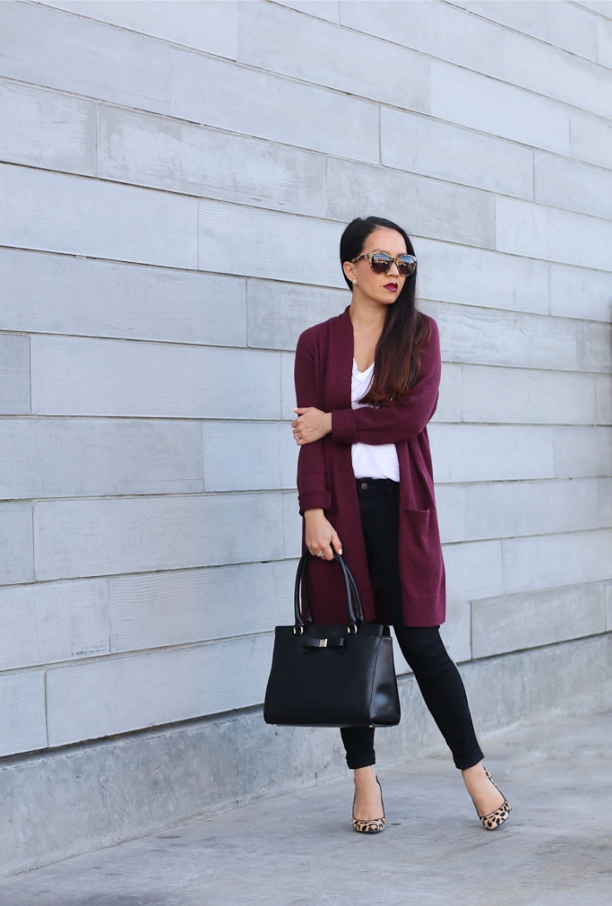 style black jeans with a cardigan