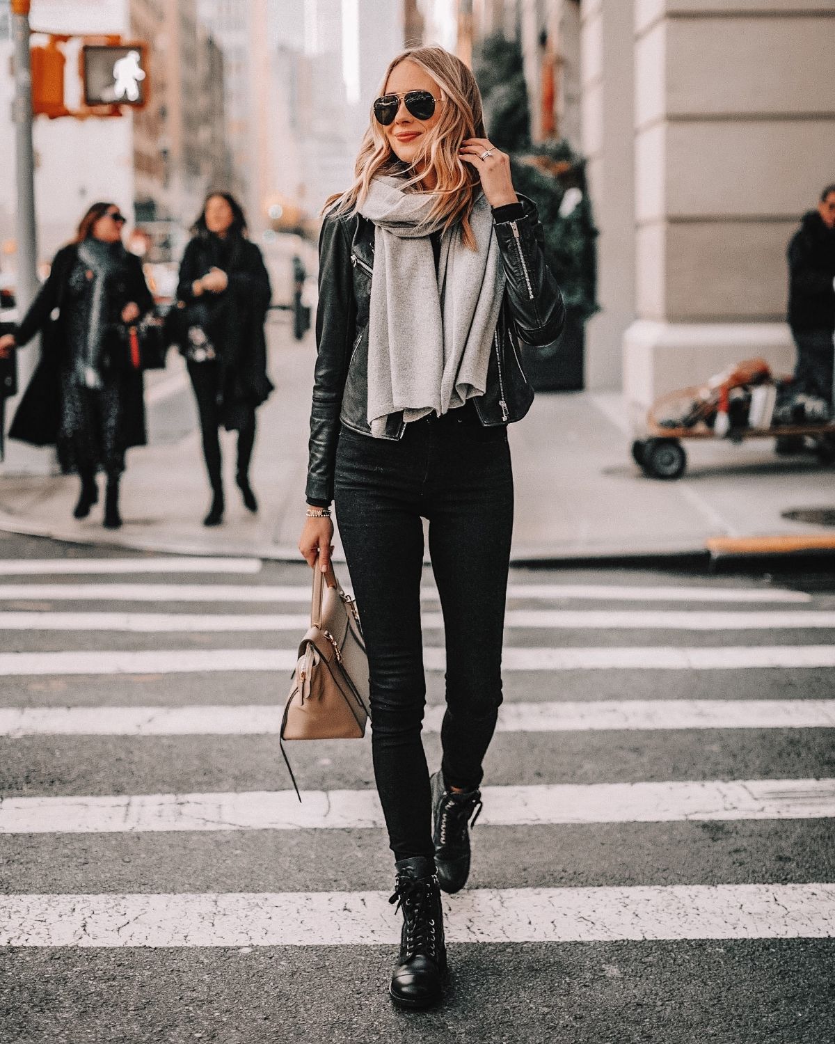 style black jeans with a leather jacket