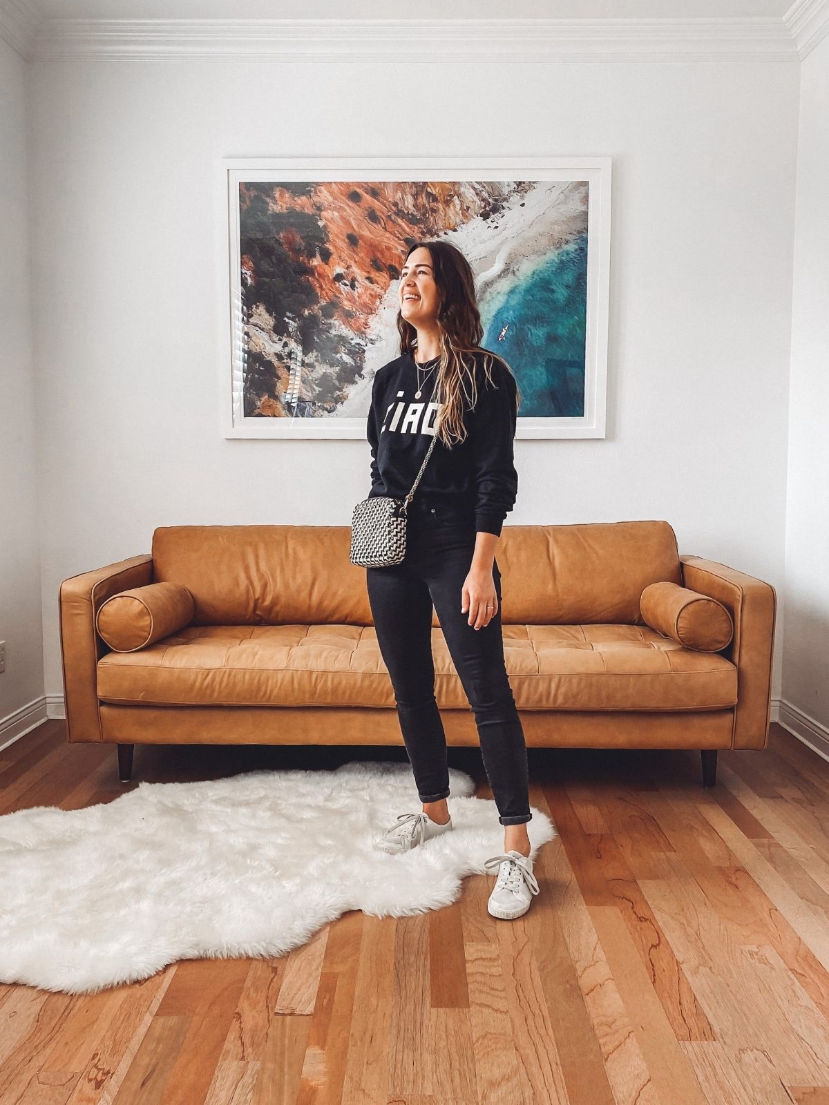 style black jeans with a sweatshirt