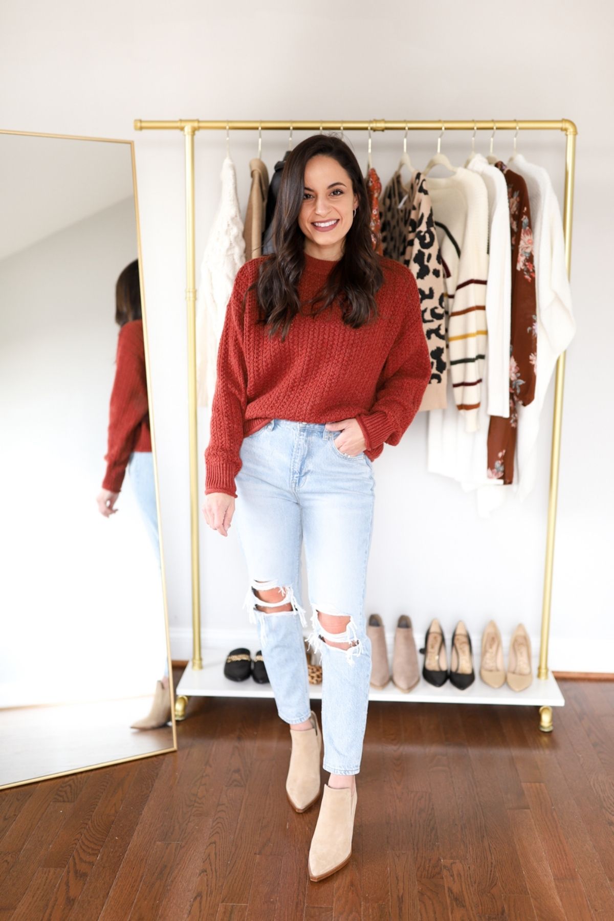 style mom jeans with a sweater