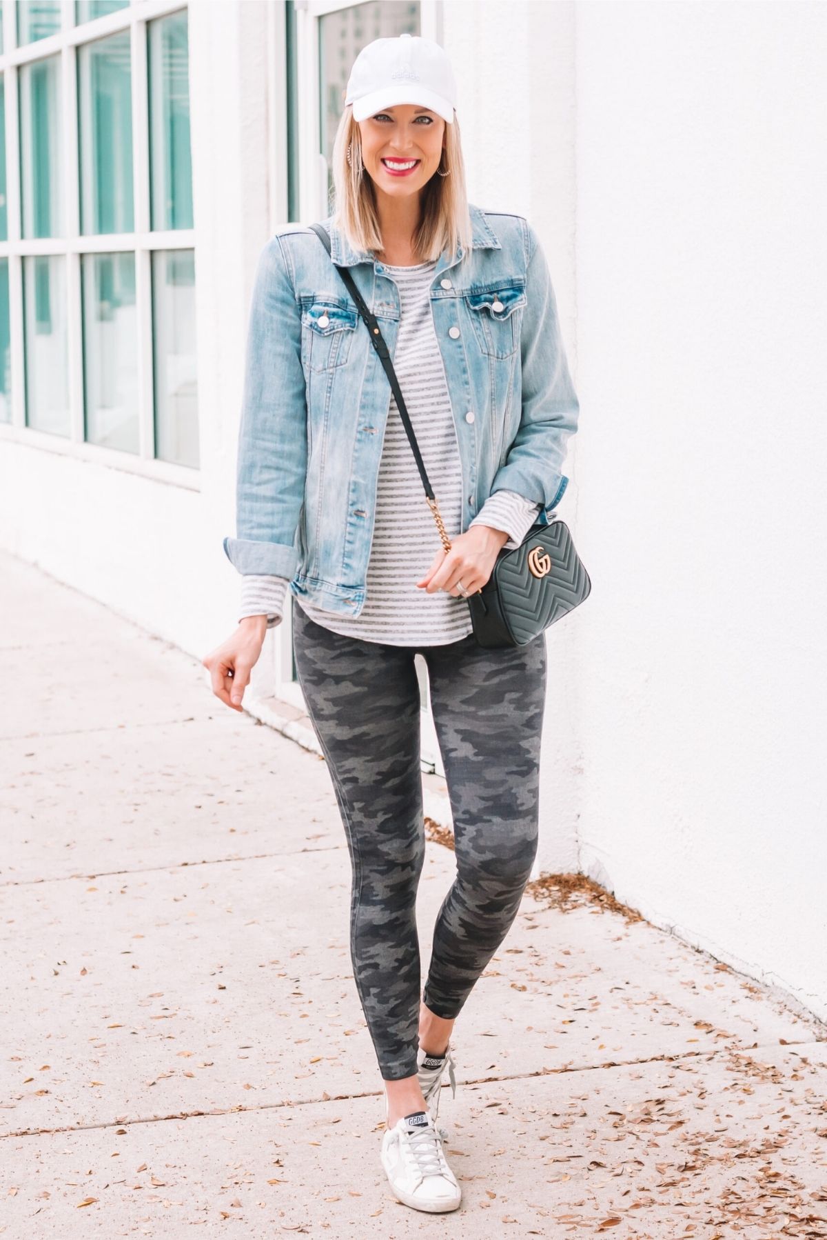 style camo pants with a jean jacket