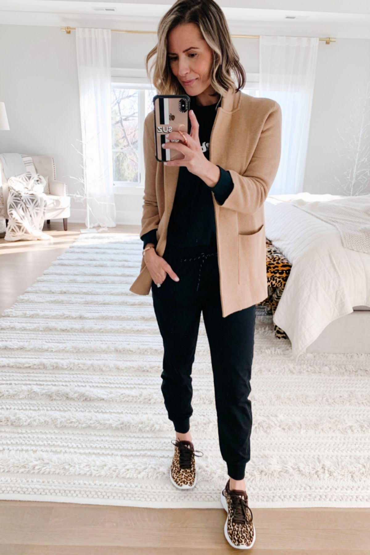 style jogger pants with a blazer