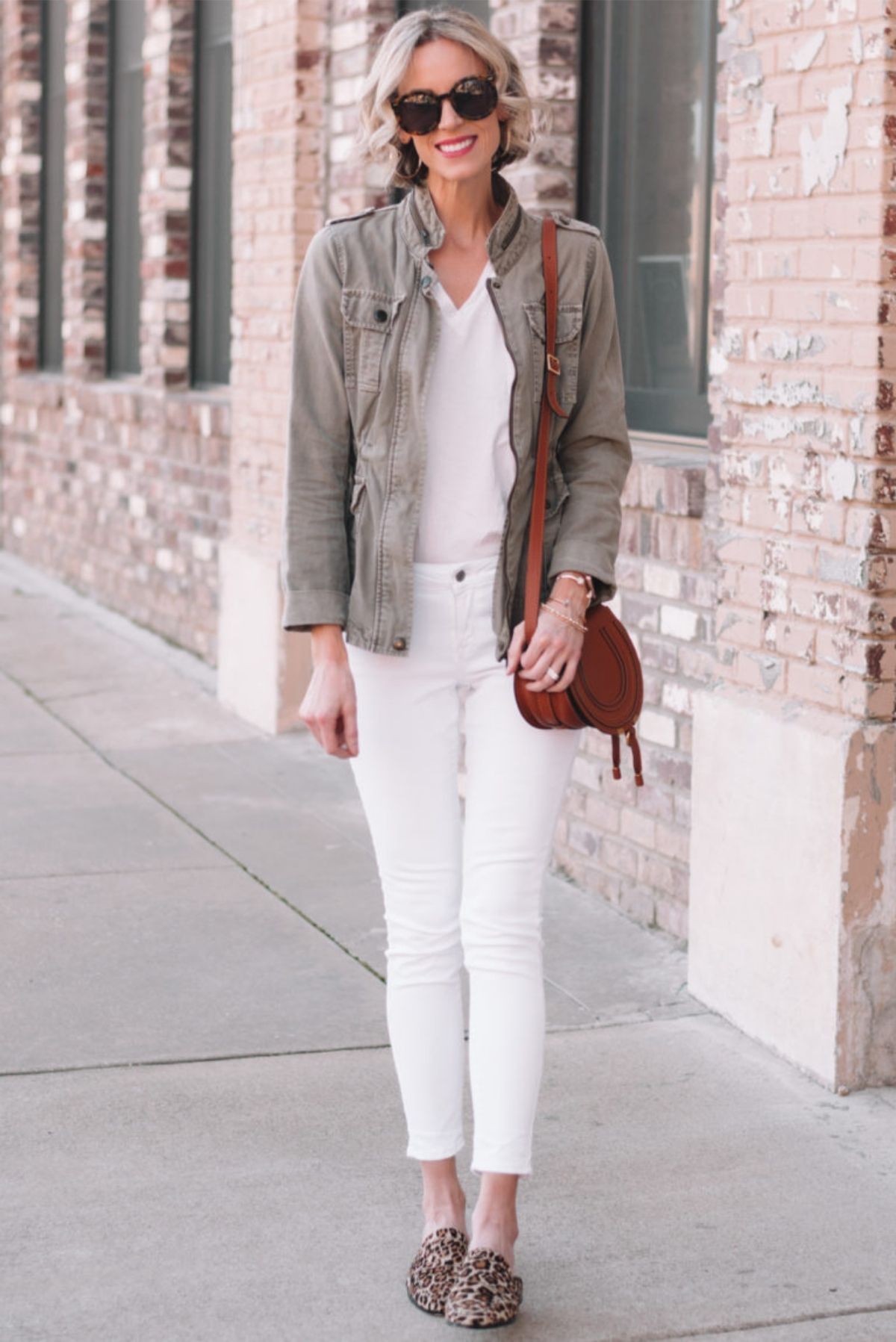 all white utility jacket outfit