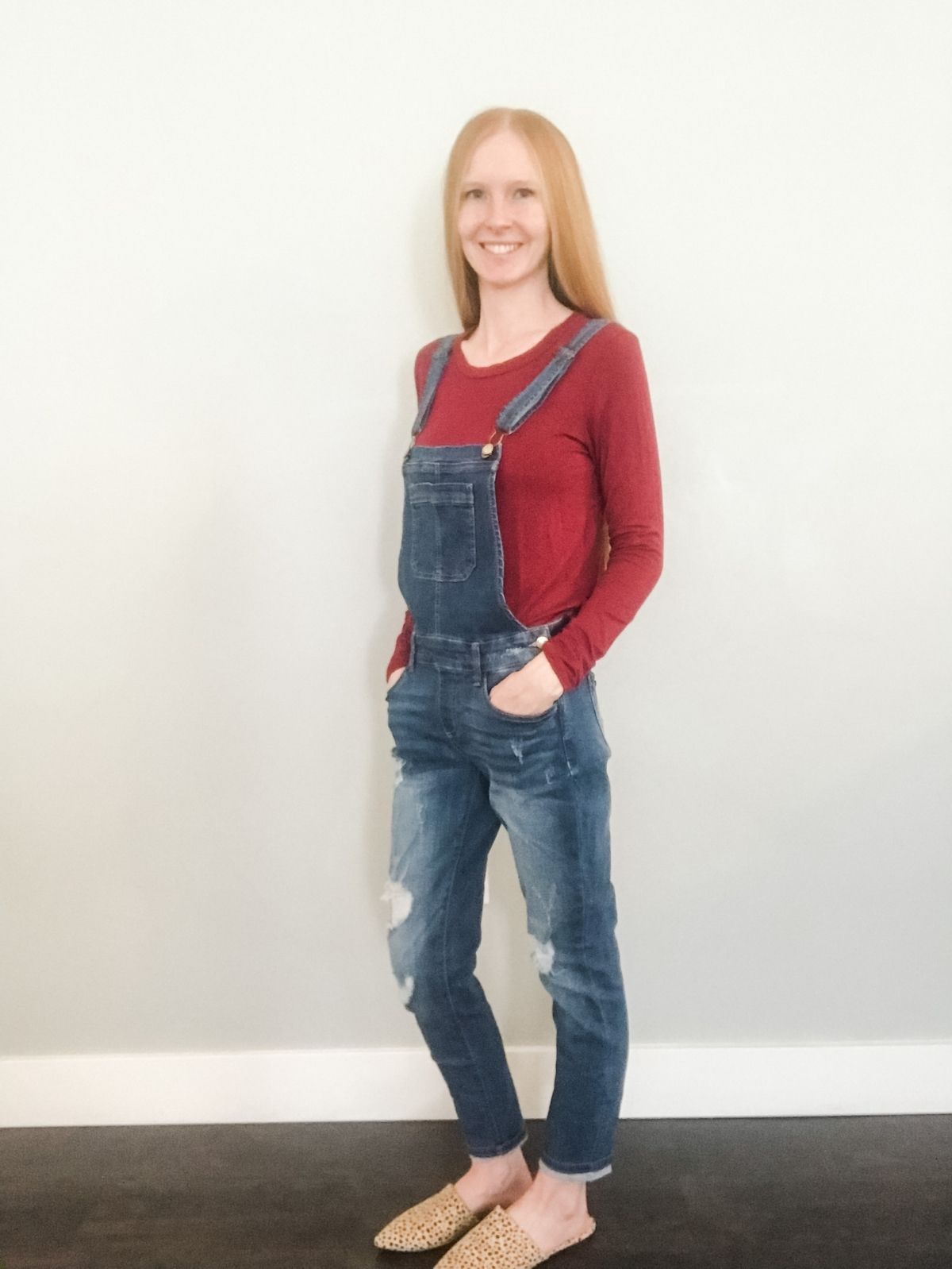 styling overalls with a long sleeve top
