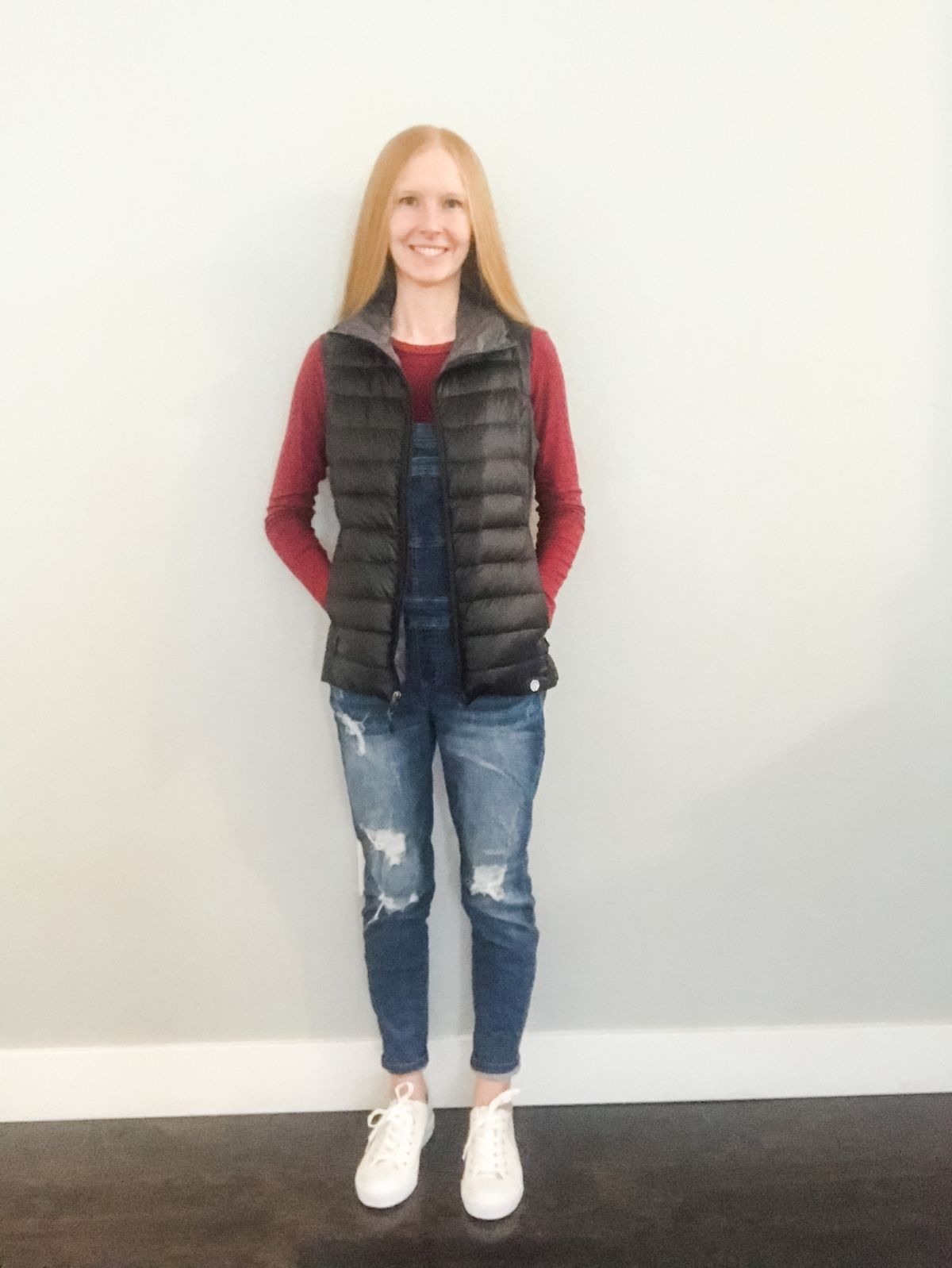 styling overalls with a vest