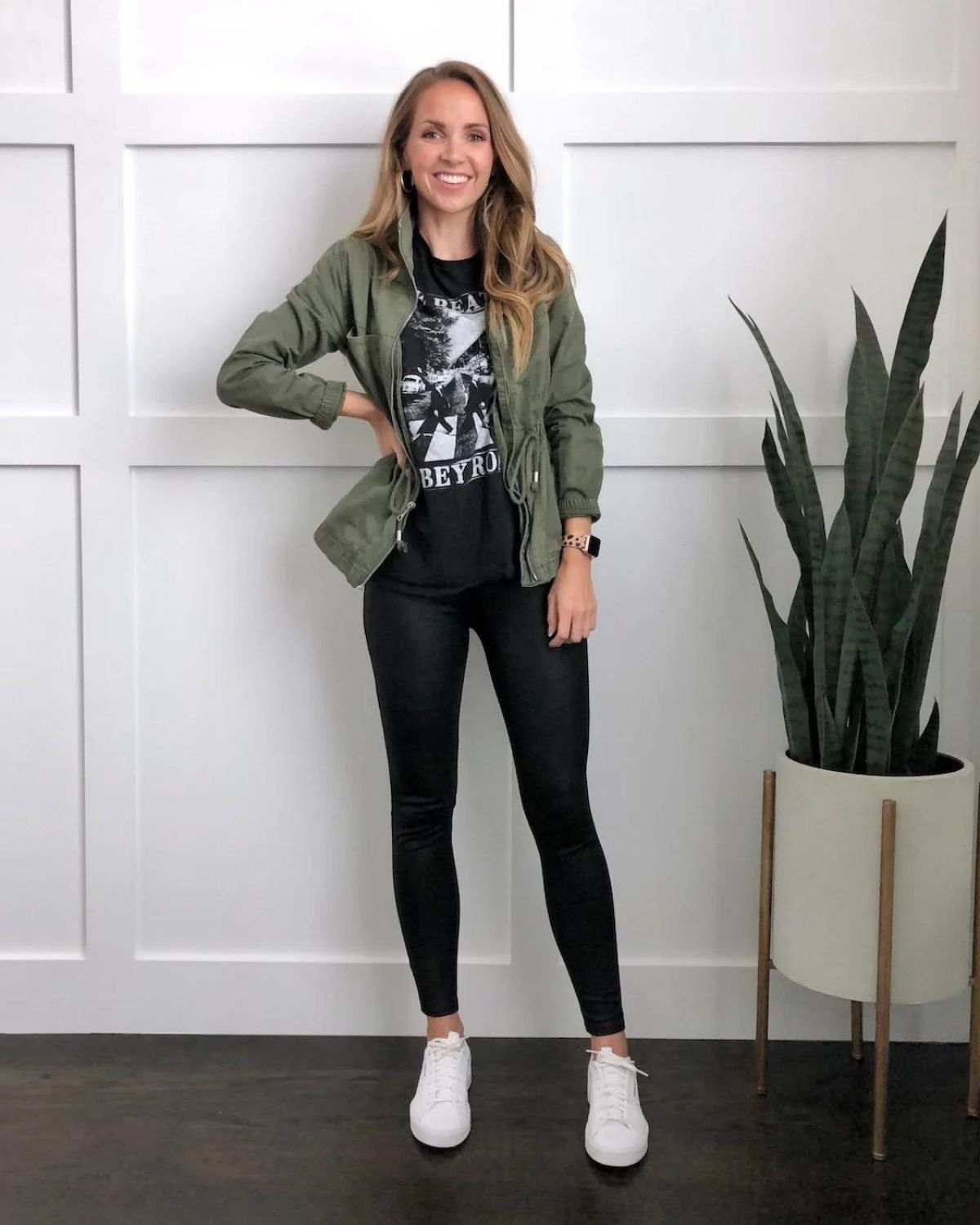 utility jacket outfit with graphic tee