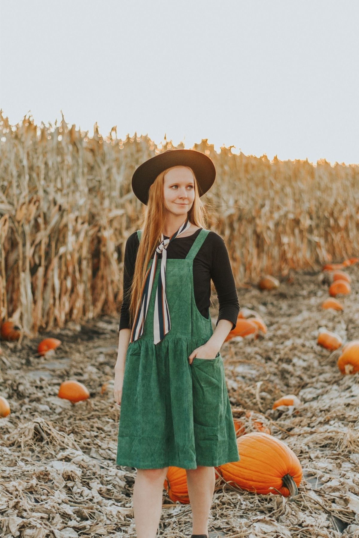 green jumper dress outfit