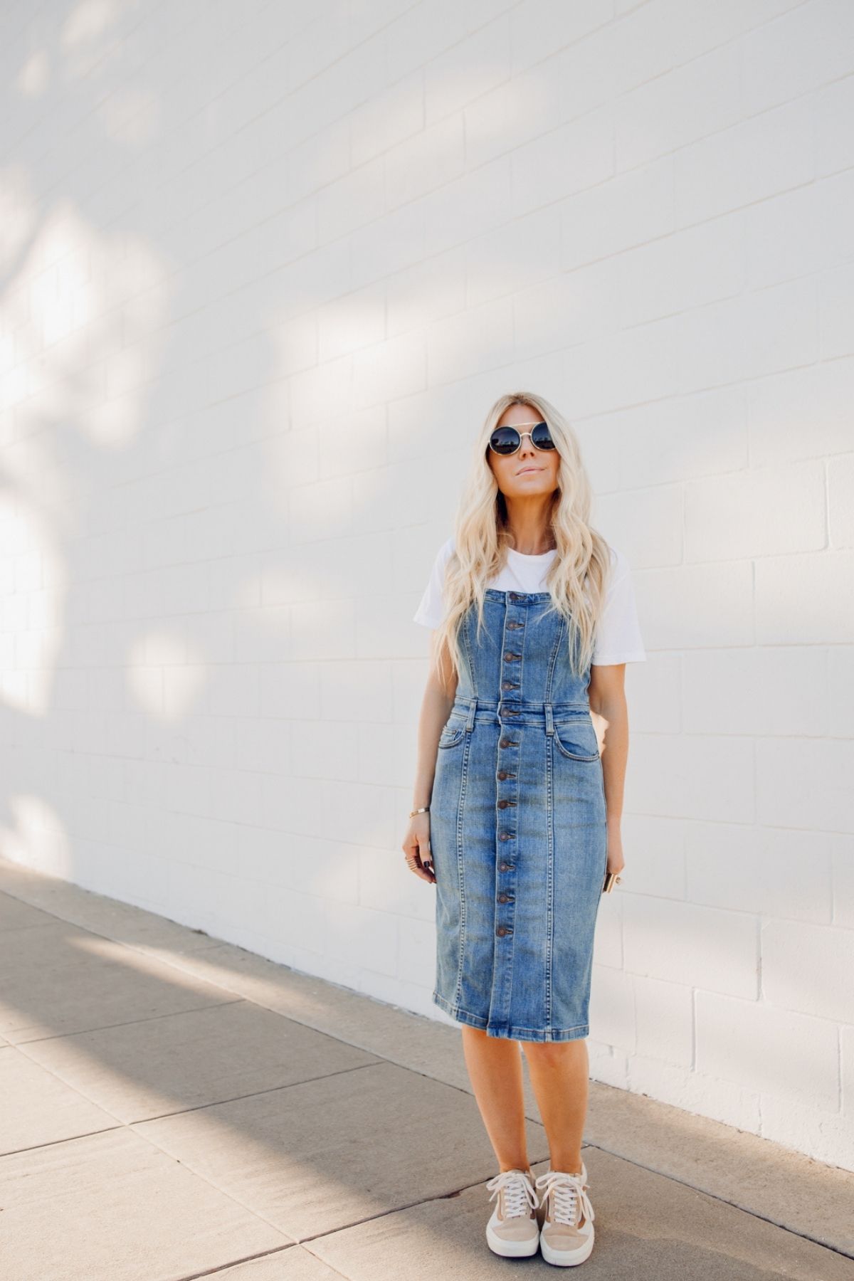 jumper dress outfit with white shirt