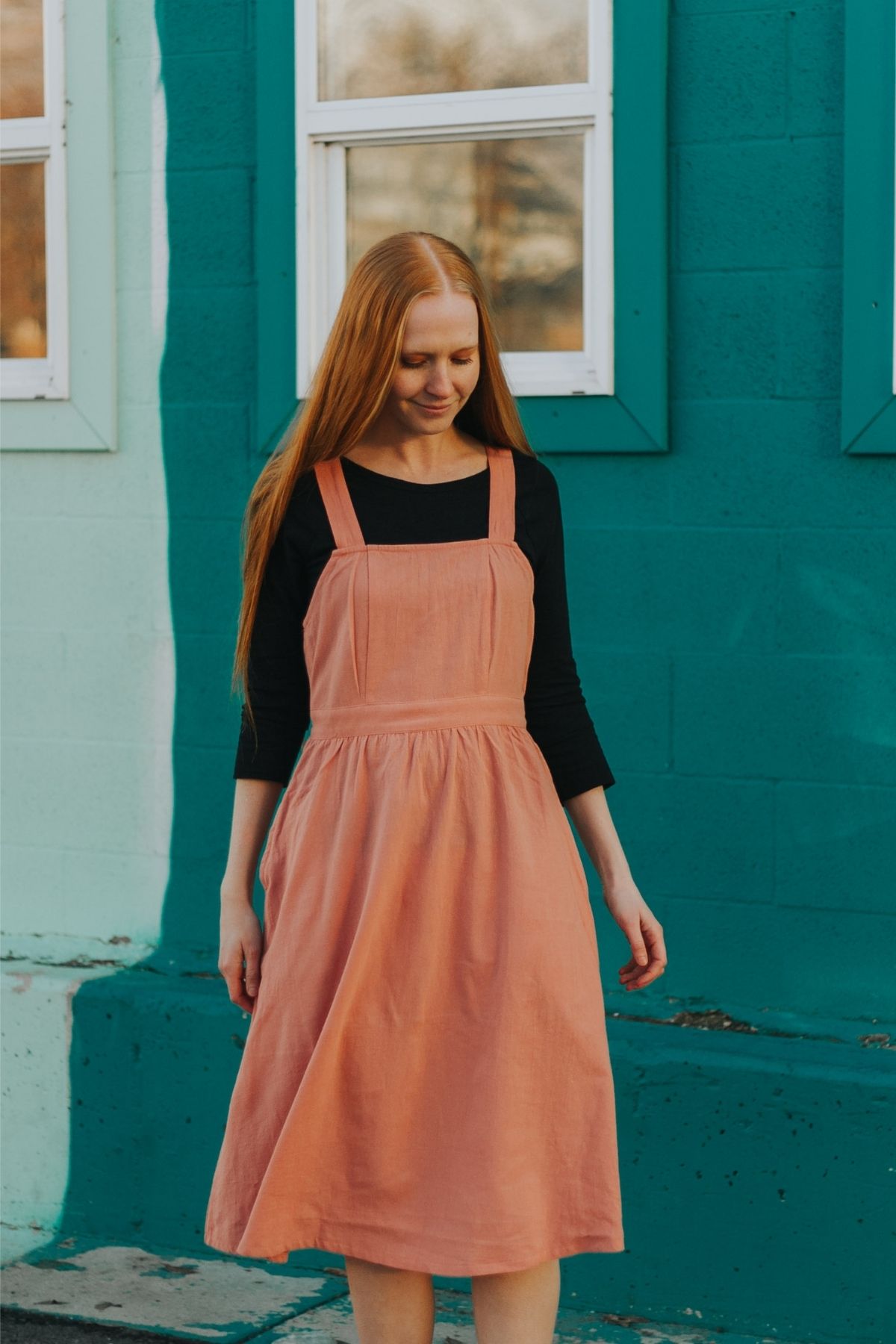 pink jumper dress outfit