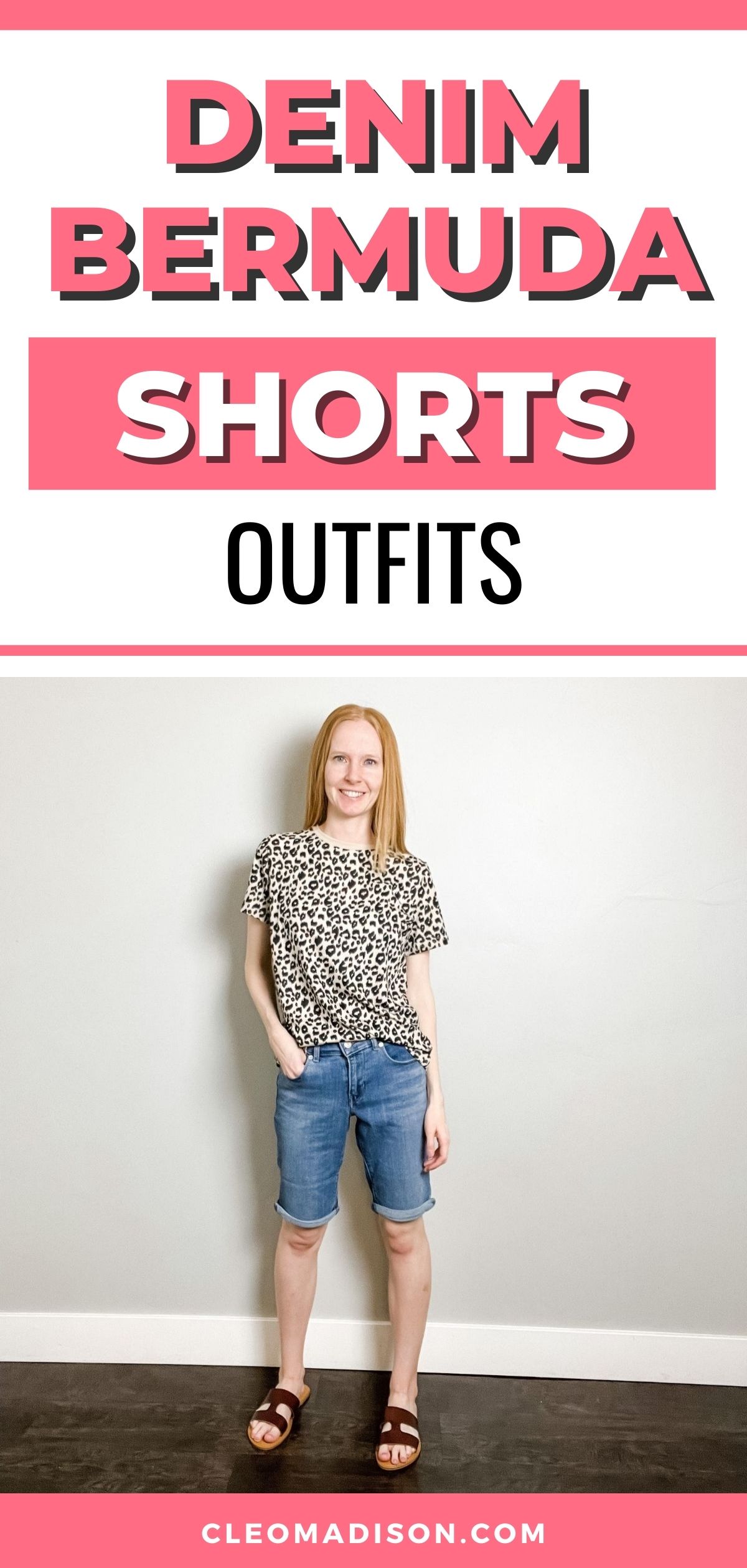 how to style denim bermuda shorts pin image