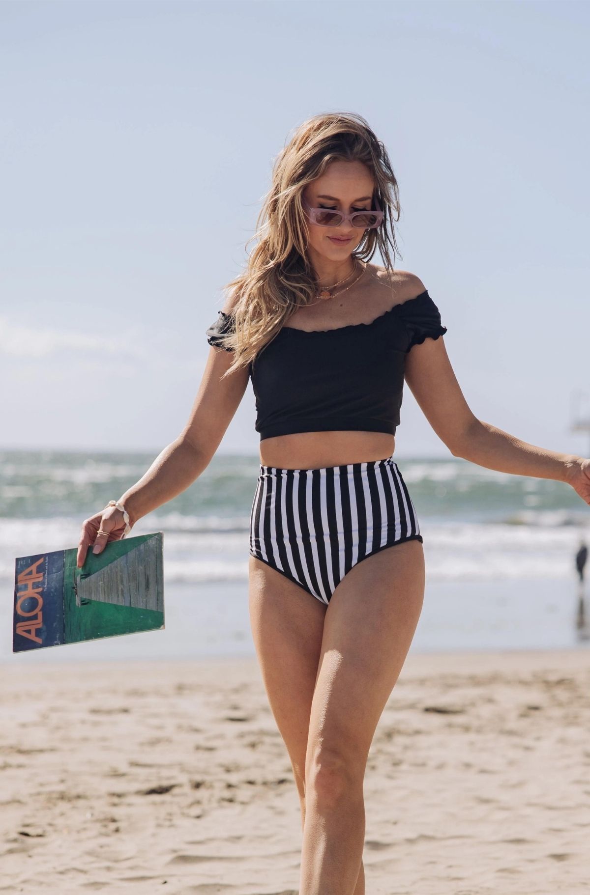 black and white striped bikini from love olive co