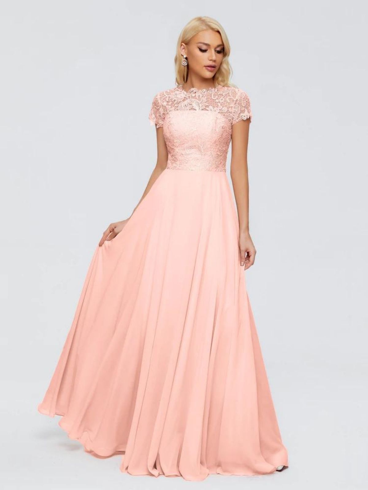 coral colored bridesmaid dress