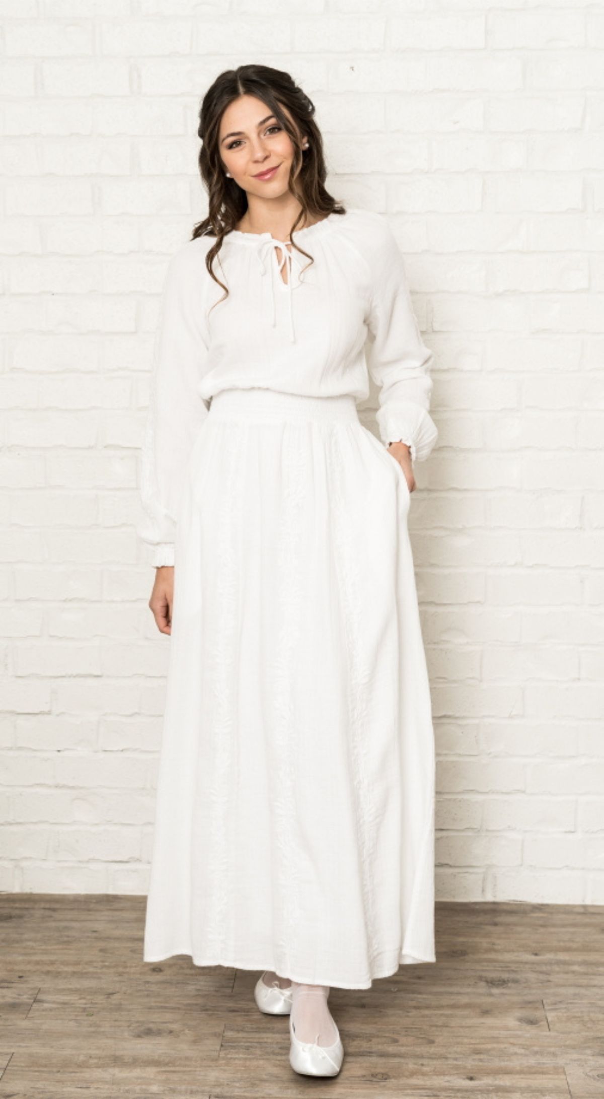 white cotton lds temple dress