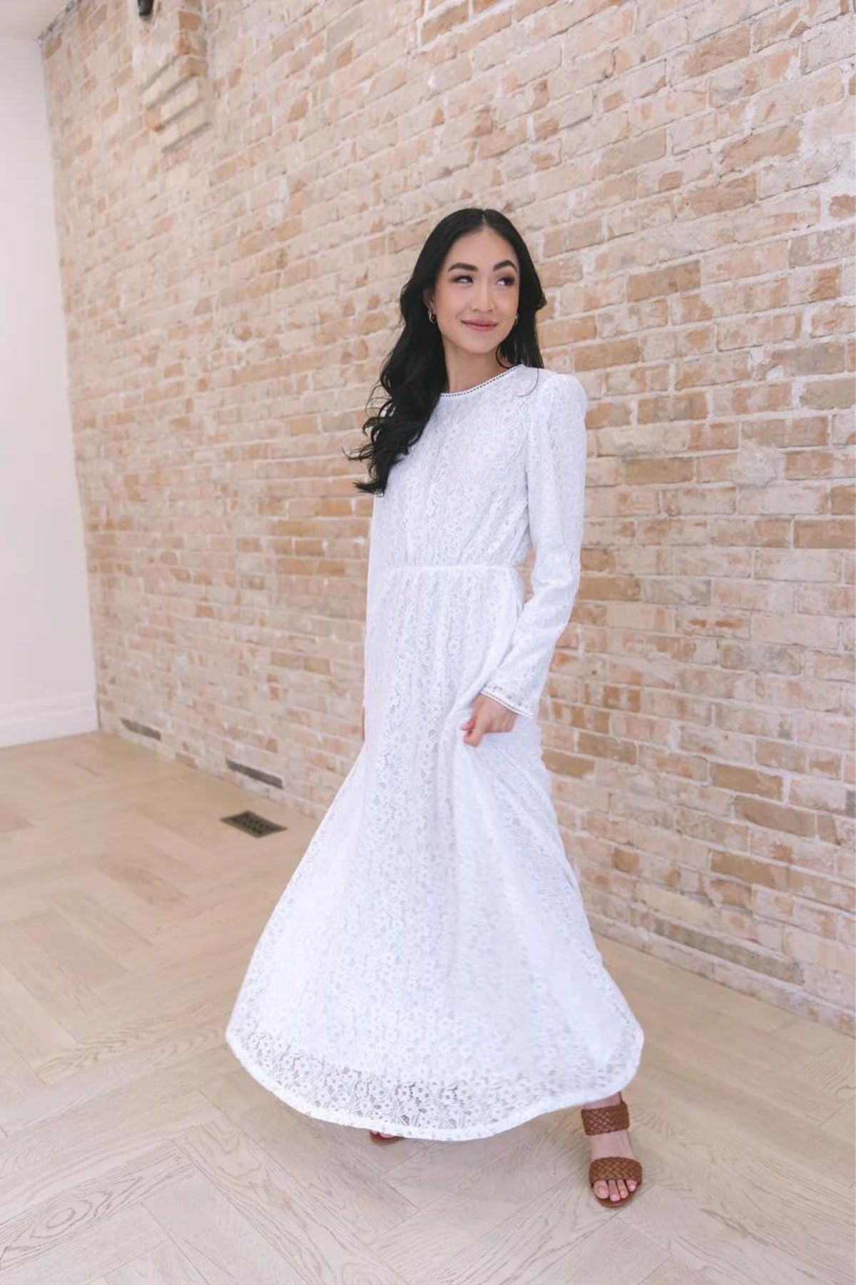 white lace maxi temple dress for mormons