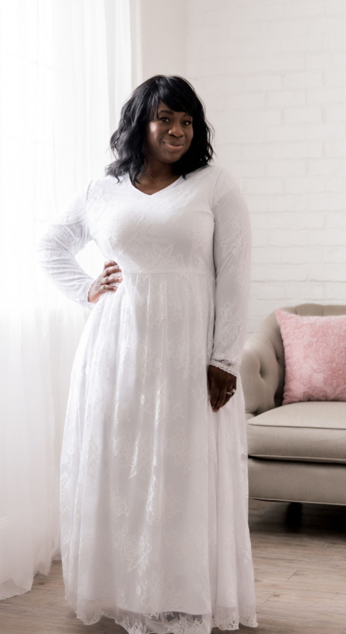 white lace mormon temple dress