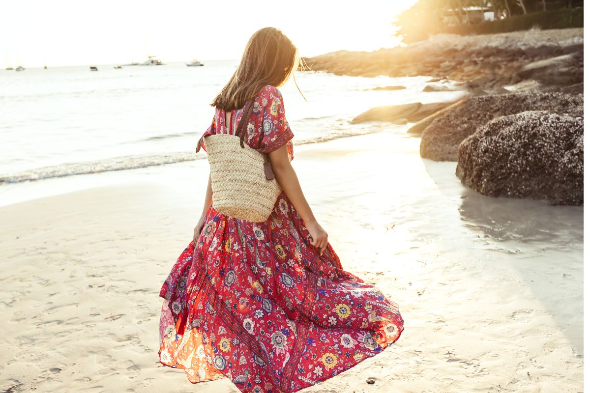 woman wearing a long dress