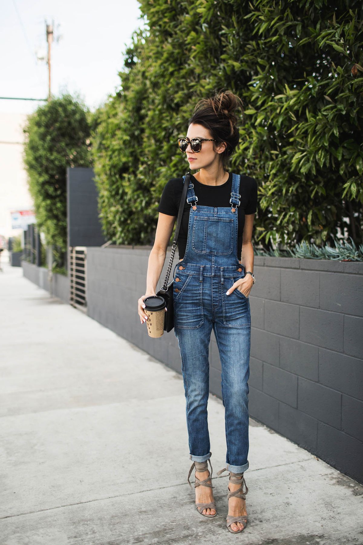 styling madewell overalls with heels