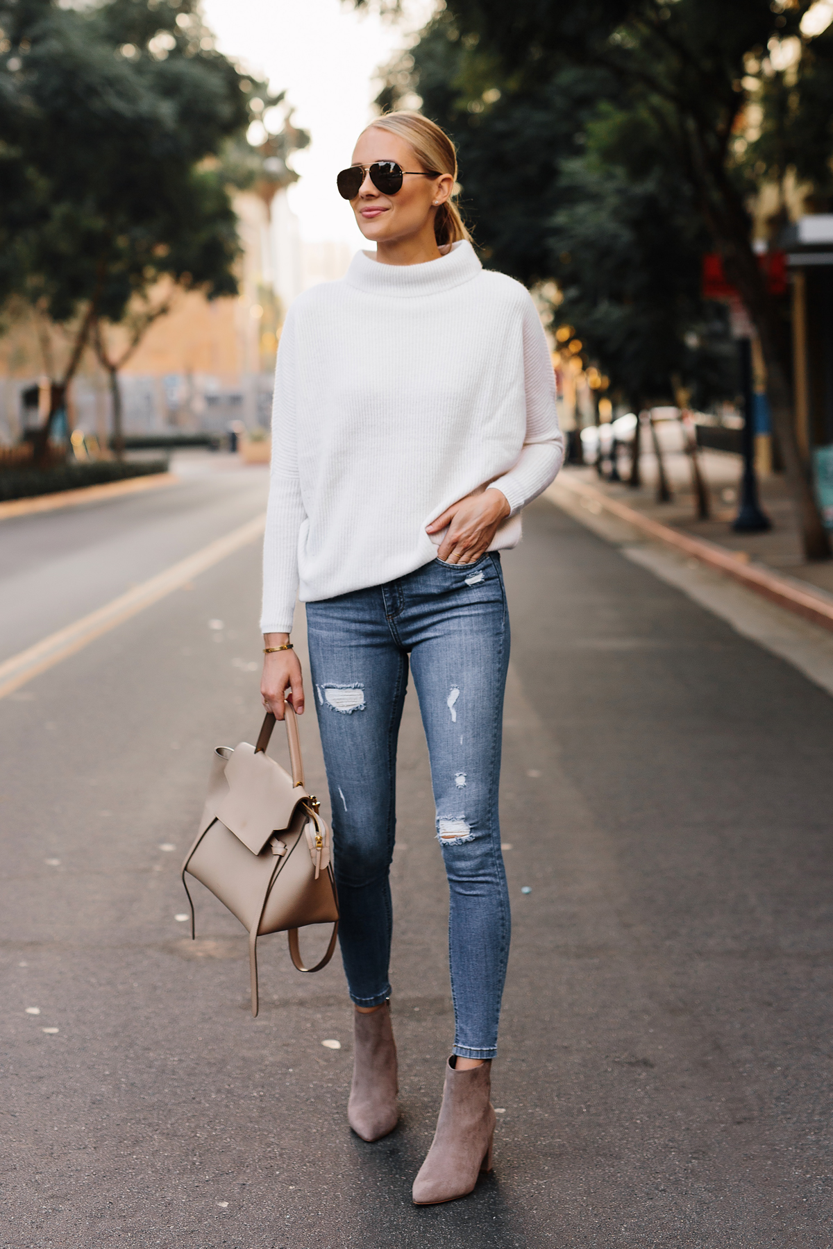 booties styled with a sweater