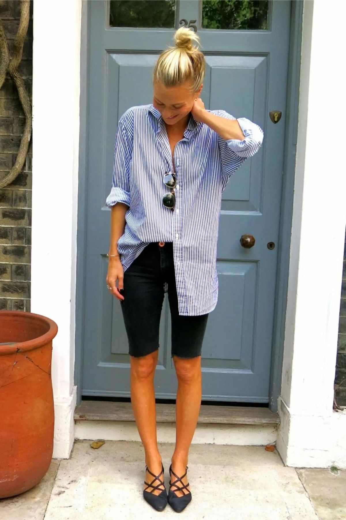 styling black bermuda shorts