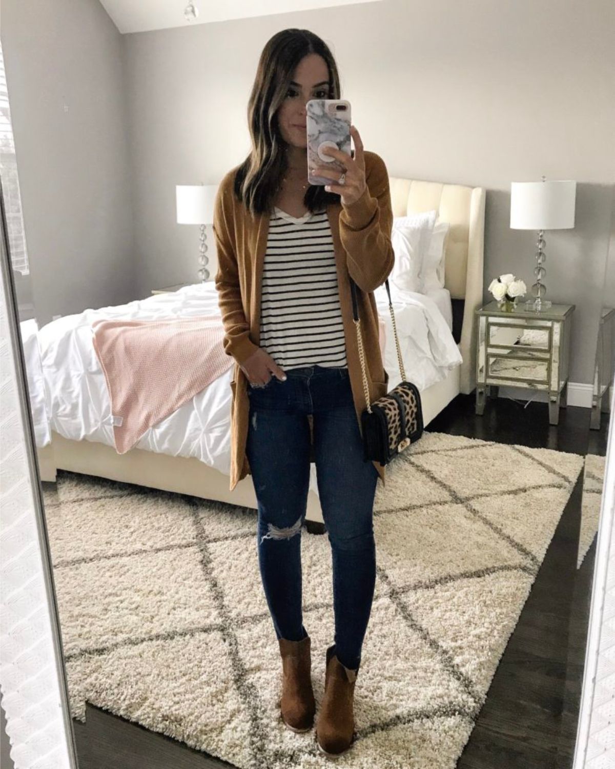 Outfit styling with brown booties