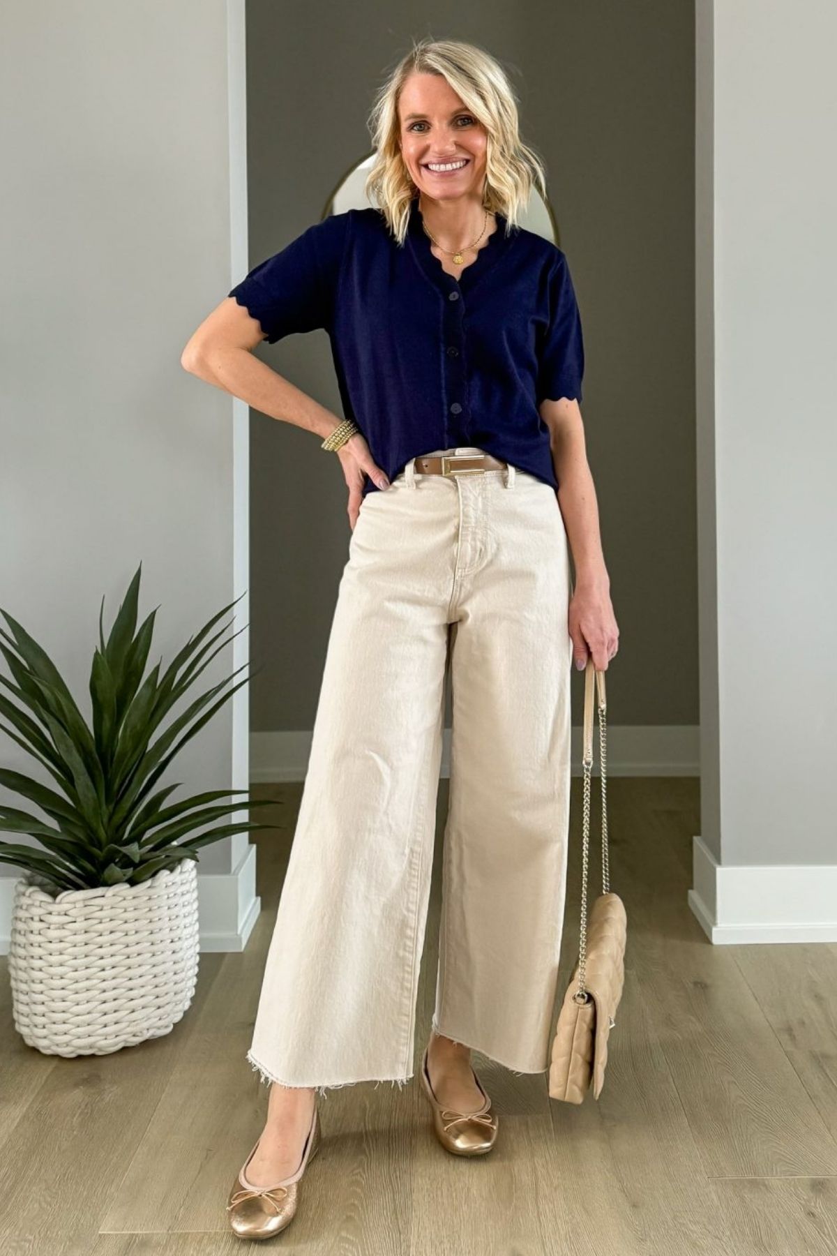 Cardigan With Wide Leg Pants Outfit