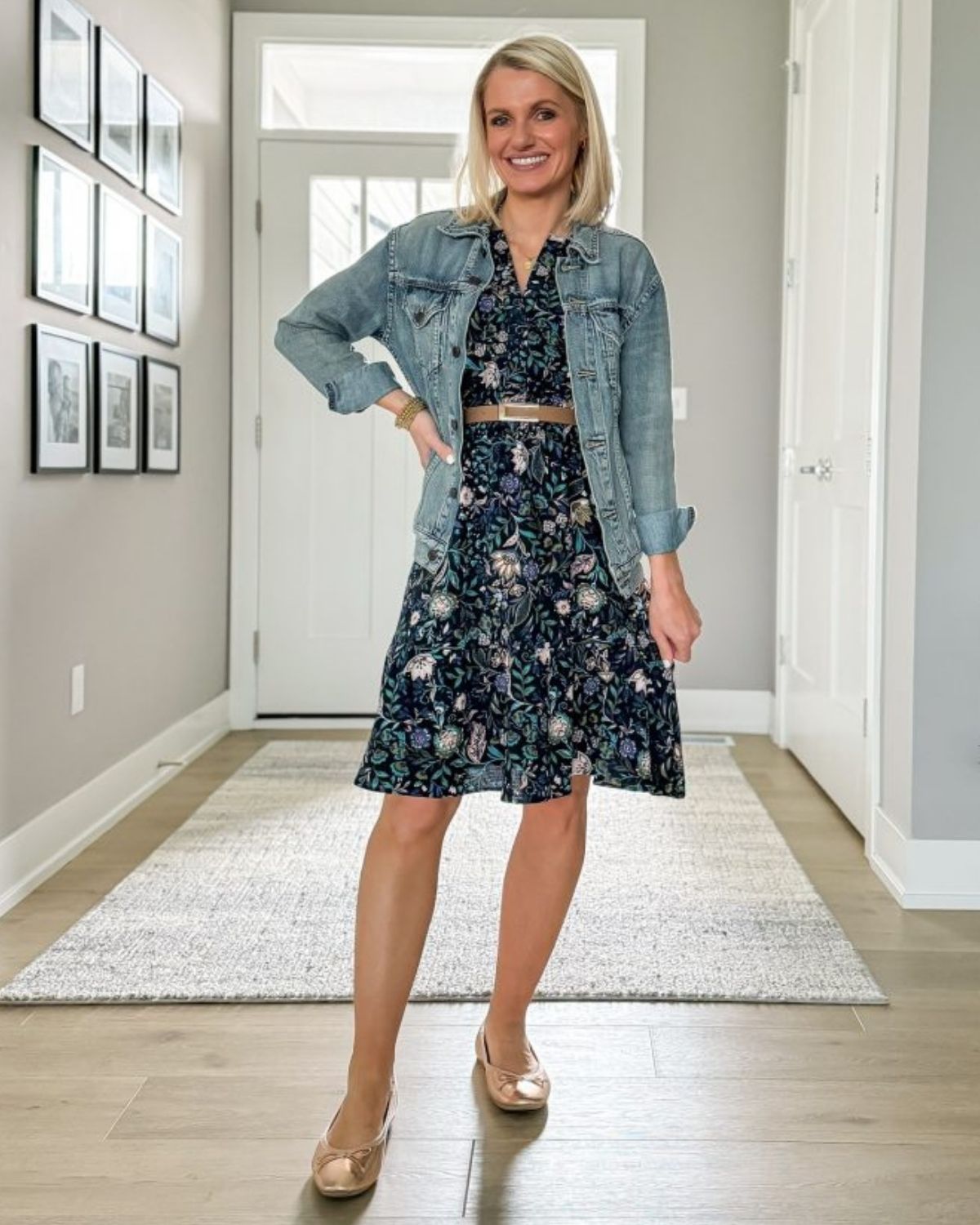 Floral Dress With A Denim Jacket Outfit