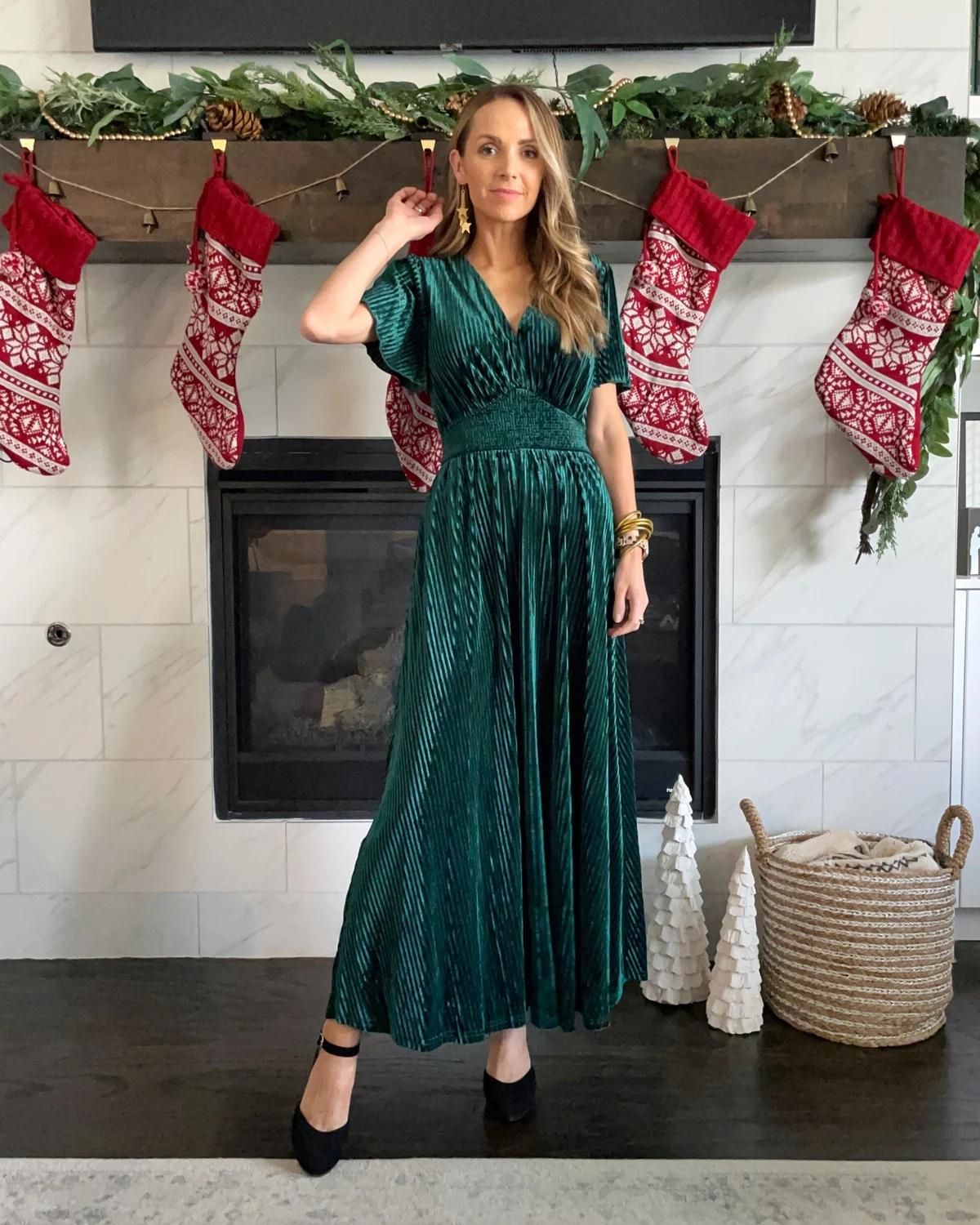 Green Velvet Dress