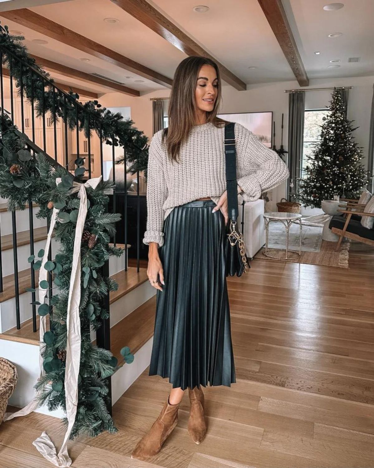Pleated Skirt Holiday Outfit