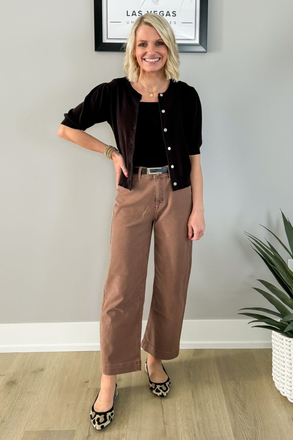 Brown and Black Work Outfit