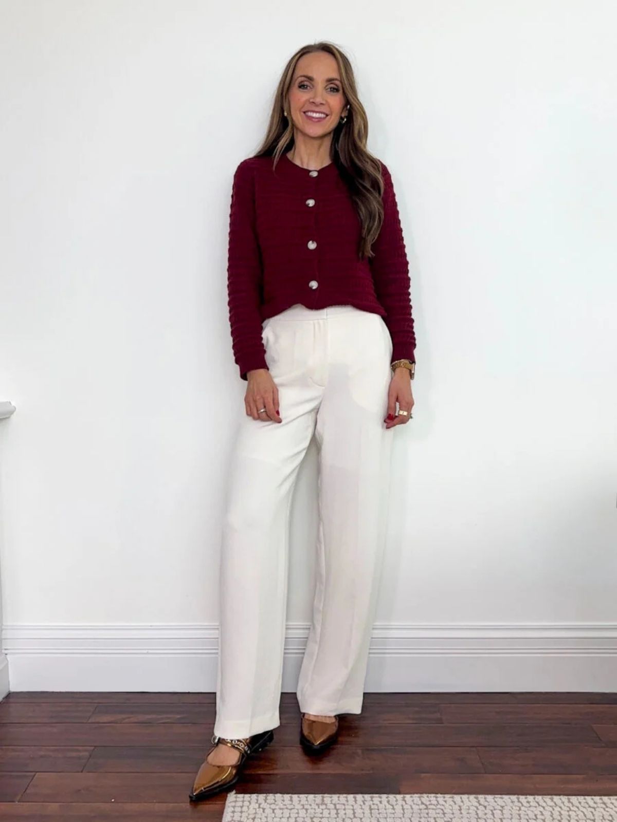 Burgundy Cardigan Look For Work