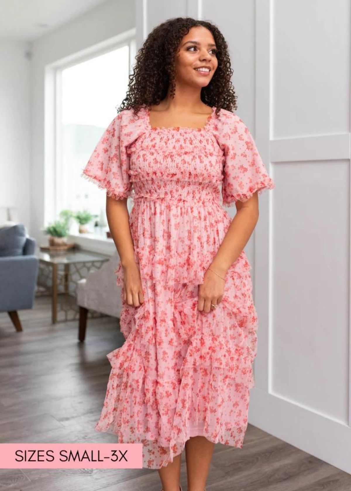 pink floral dress