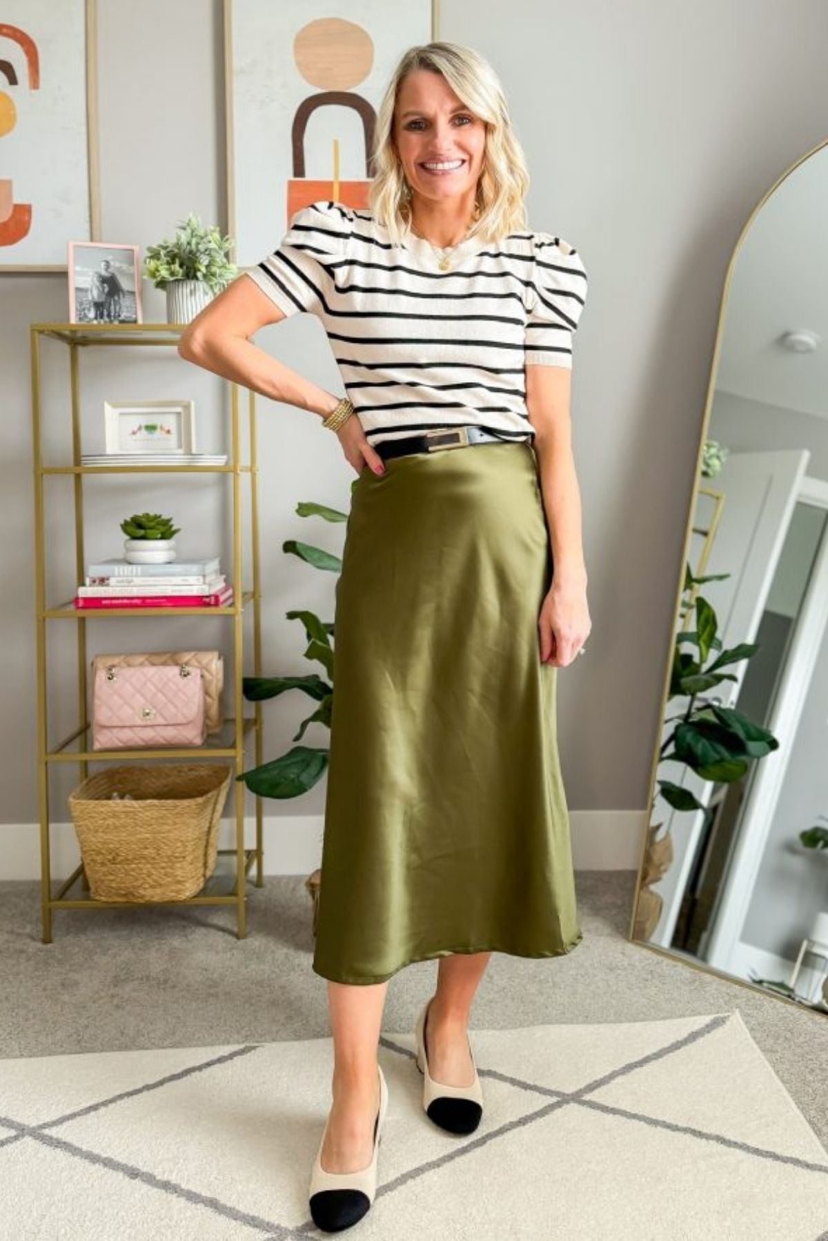 Green Silk Skirt Outfit