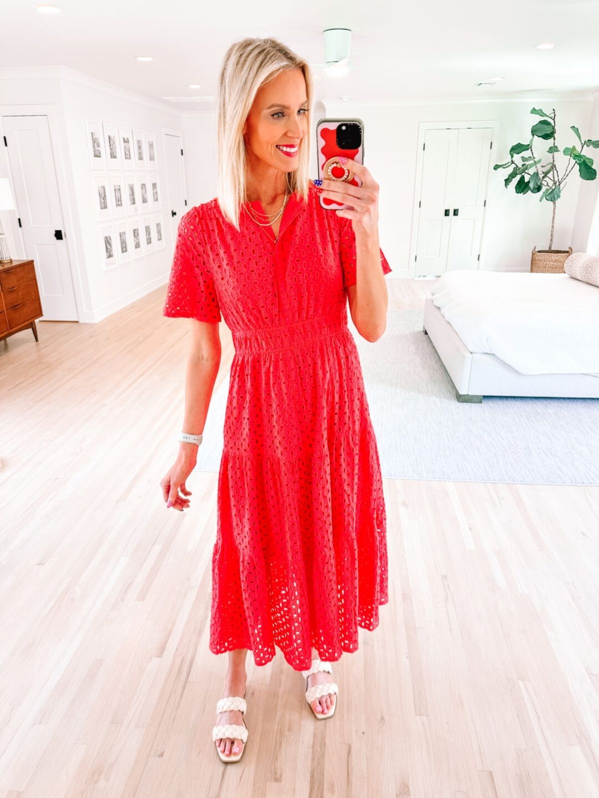 Red Eyelet Dress