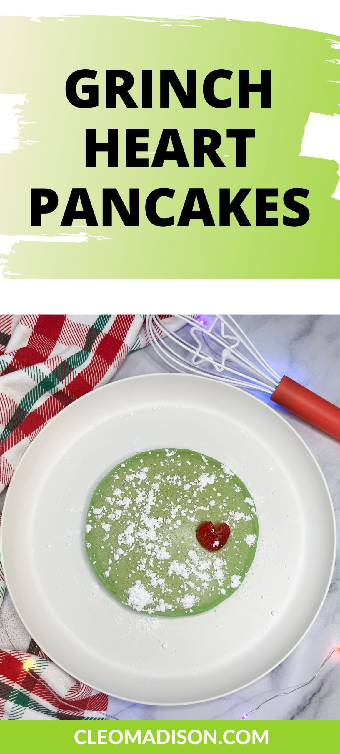 grinch heart pancakes