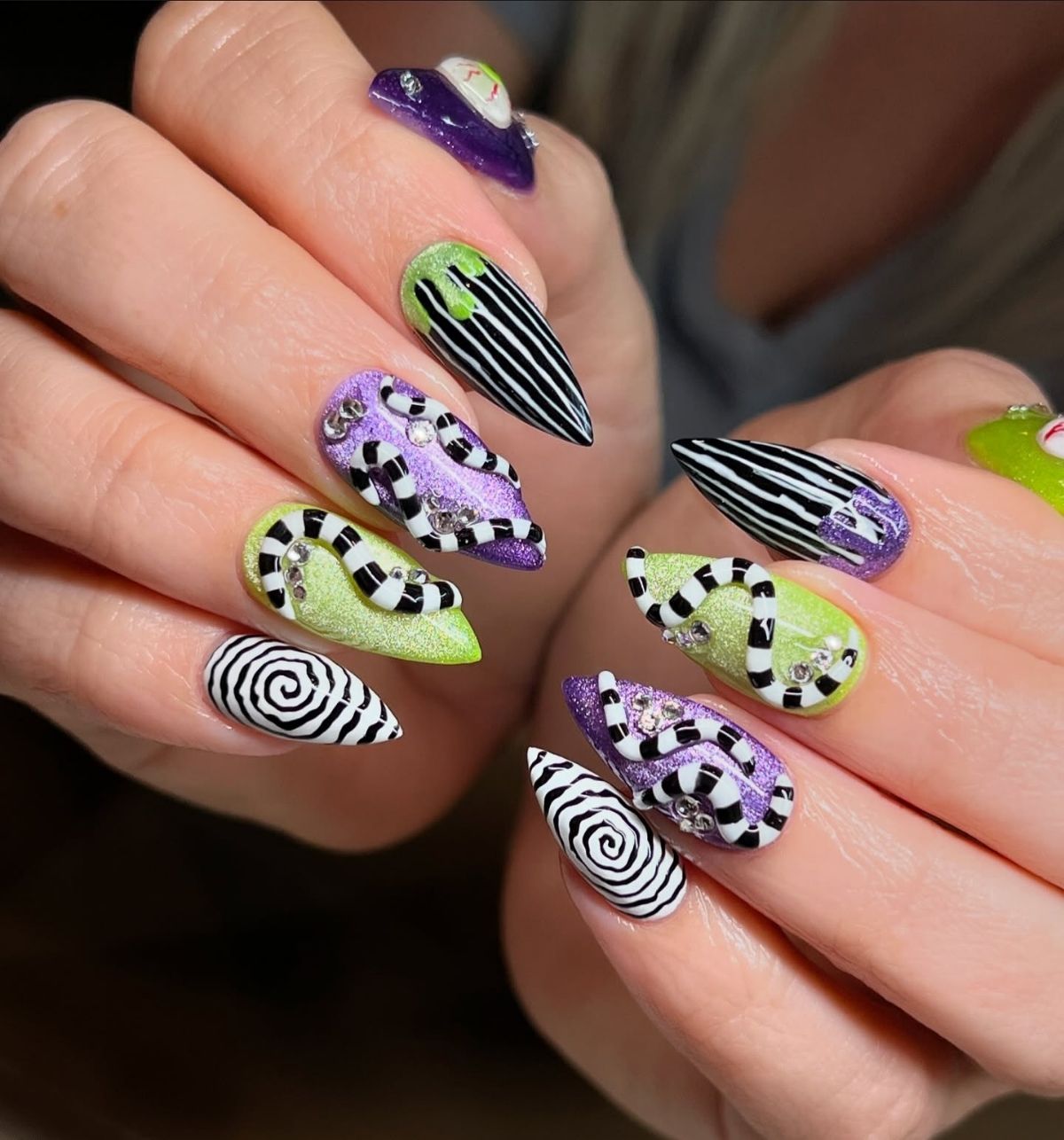 3D Beetlejuice Nails