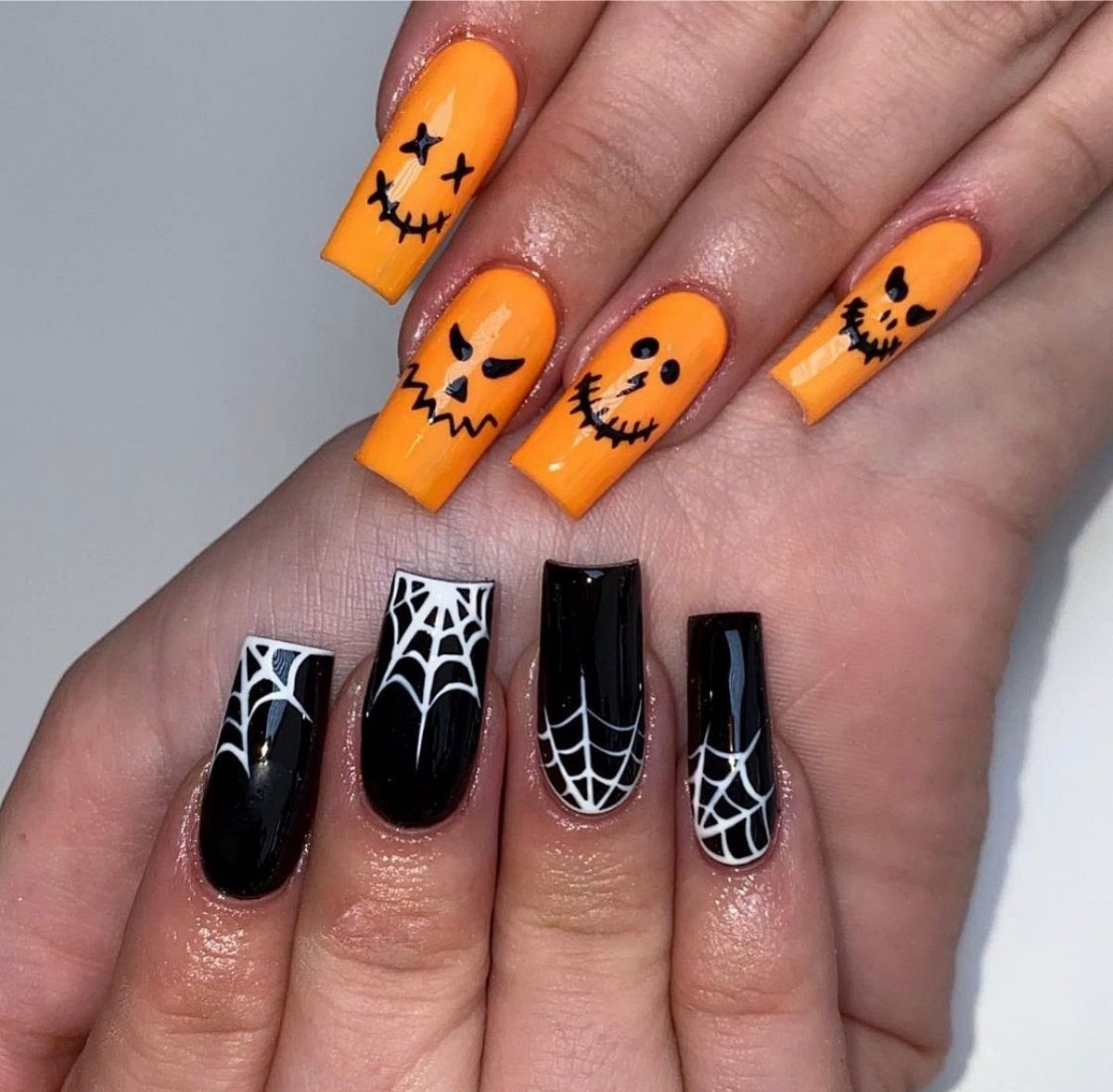 Jack-O-Lanterns and Spiderwebs Nails