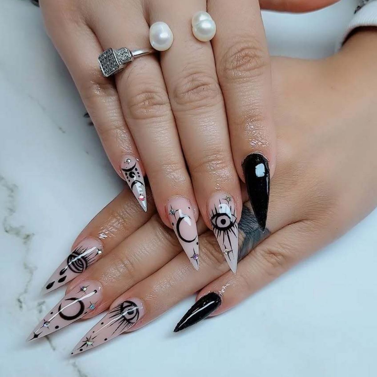 Long and Pointy Halloween Nails