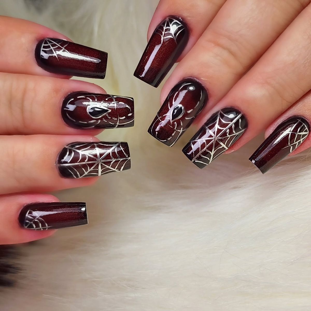 Maroon Spider Nails