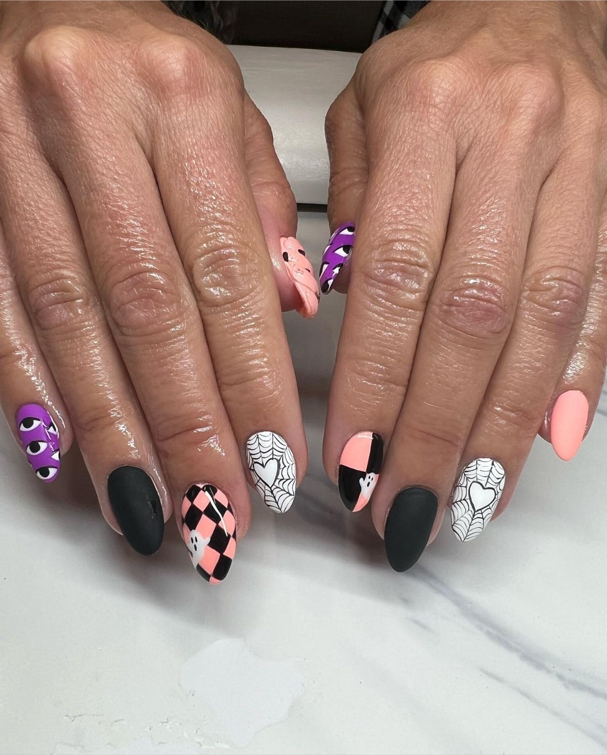 Pink and Purple Halloween Nails