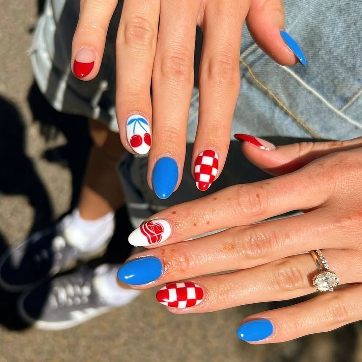 4th of July Checkered Nails